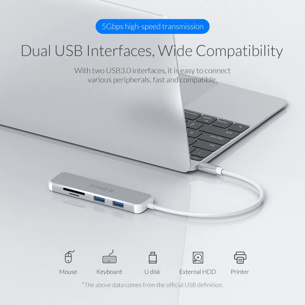 ORICO USB концентратор C к 3 0 HDMI совместимый VGA адаптер алюминиевый сплав сплиттер для
