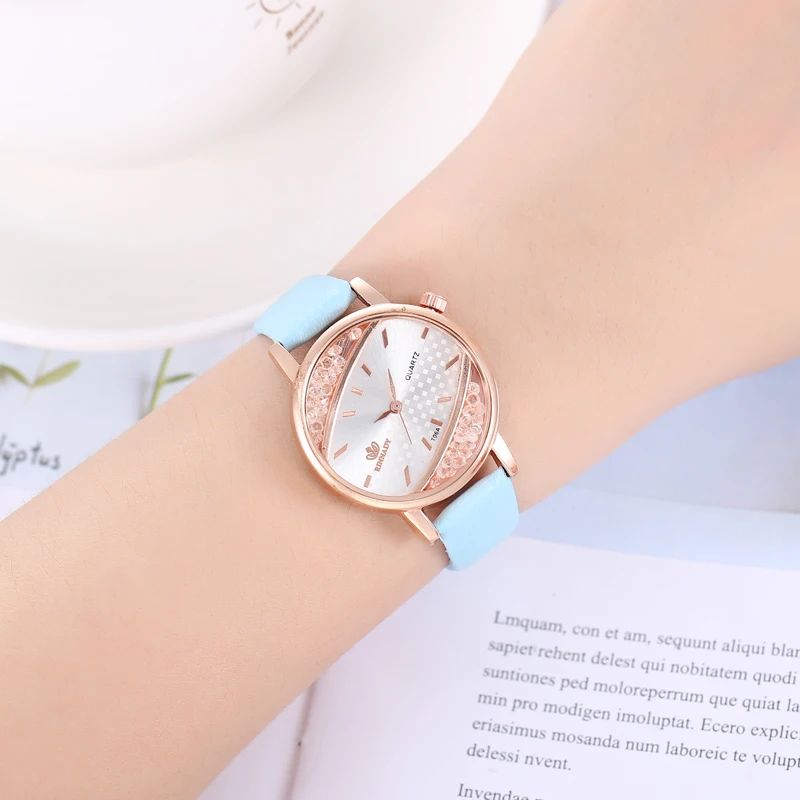 Часы Relogio 2019 модные женские часы Блестящий кожаный ремешок Стразы кварцевые