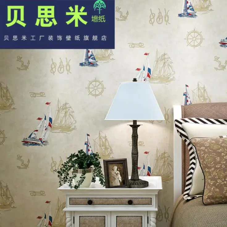 2015 новых детей детская комната нетканые обои парусная яхта мальчиков и девочек