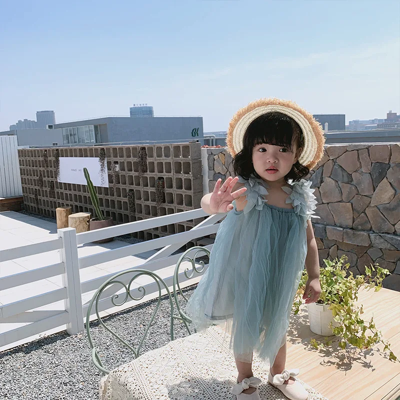 Летнее платье для маленьких девочек принцессы без рукавов с подвесными