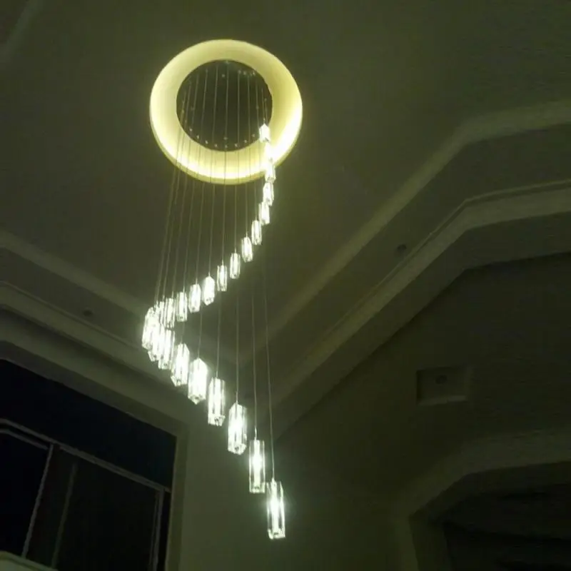 Modern crystal Chandelier led lustres de cristal Hanging Lamps for living room hotel lobby long Spiral Crystal suspension lamps |