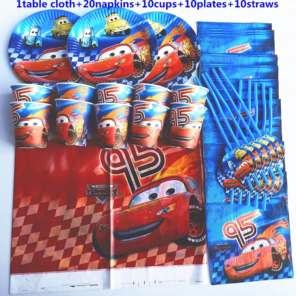 Disney Cars Cartoon theme Disposable Tableware Set 51pcs/lot Child's Son's Boy's Birthday Party Supplies Decoration baby shower