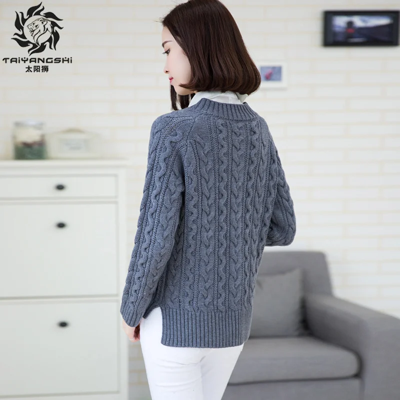2018 New Autumn Winter Knitted Sweater for Women Short Twisted Cardigan Single Breasted Female Sweaters |