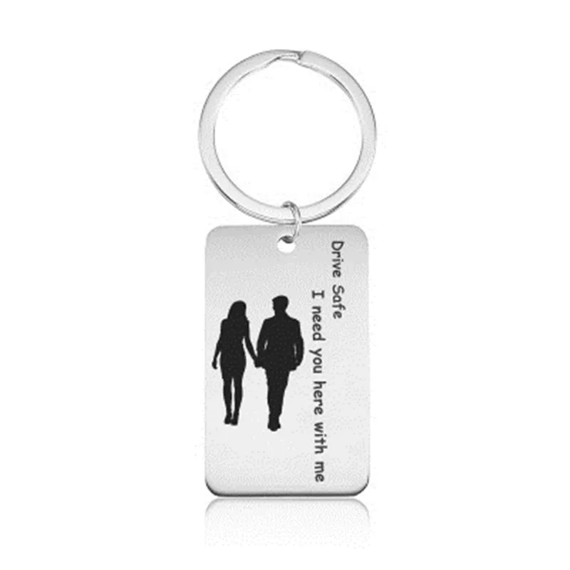 

Trendy Diy stainless steel lettering tag keychain Drive Safe I need you here with me