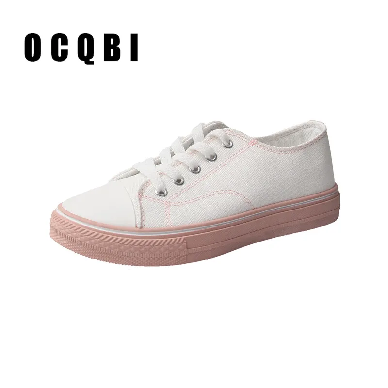 pink Модная женская парусиновая обувь; коллекция года; сезон весна; Новинка; модная женская повседневная обувь ярких цветов на плоской подошве; парусиновая Женская Повседневная однотонная обувь; кроссовки - Цвет: pink