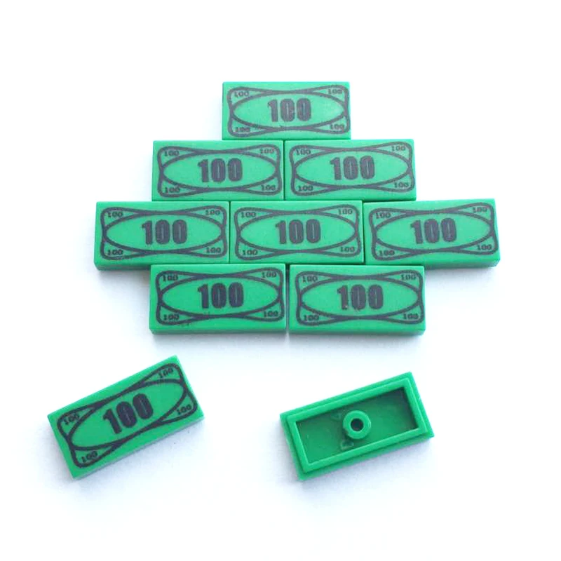 

Tile 1x2 with 100 Dollar Bill Money Patten accessory bricklink DIY building block brick assemble particles brickset