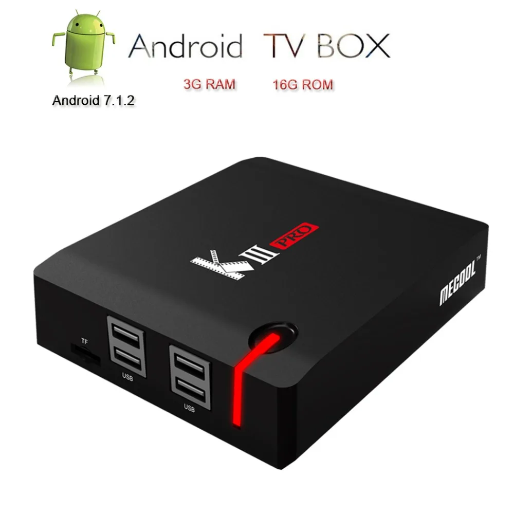 Mecool Android 7,1 ТВ приставка KIII PRO приставка 4K WiFi 2,4G/5G 3GB 16GB DVB-S2/T2/C Декодер Amlogic BT 4,0 Поддержка Clines IP tv
