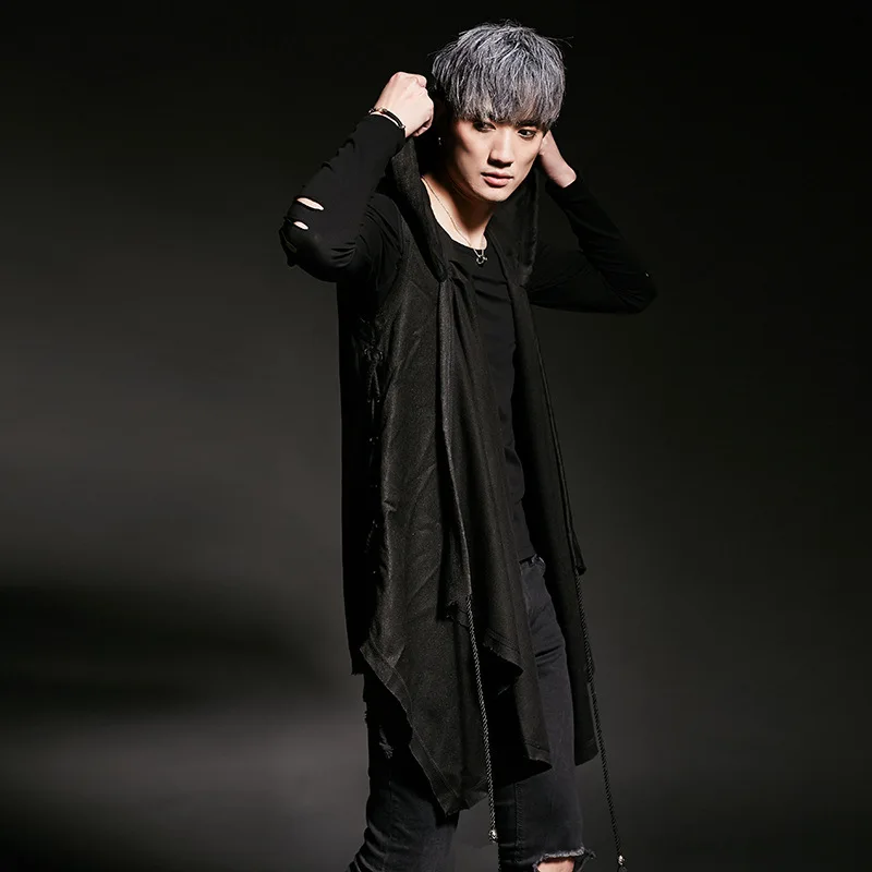 Мужской жилет с капюшоном Модный повседневный Свободный в стиле панк и готика