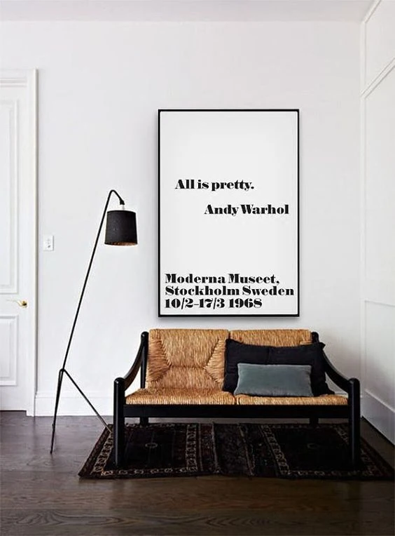 Черно-белые в скандинавском стиле миниманилистичое оформление Andy Warhol цитаты о