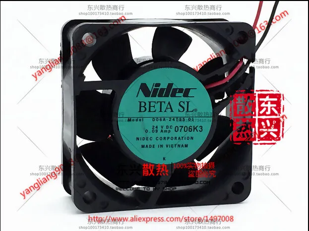 

Nidec D06A-24TS5 01 DC 24V 0.09A 60x60x25mm 2-wire Server Cooling Fan