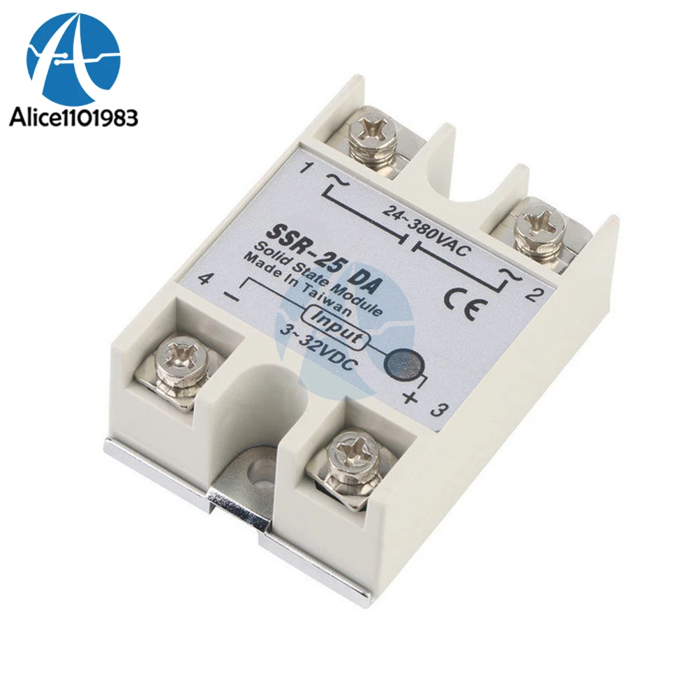 Твердотельное реле Φ 3-32V DC to 24-380V AC 25A ток 250V рабочее напряжение белое