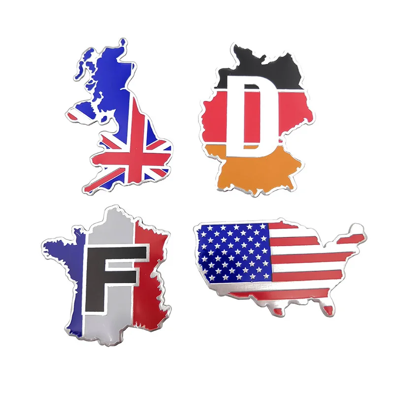 3d наклейка на автомобиль алюминиевый флаг Великобритании Германии США для Ferrari