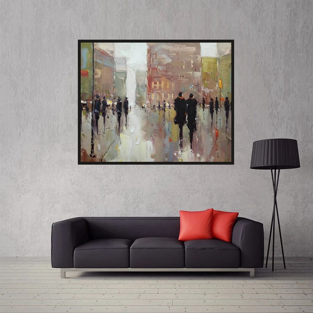 Home Decor Abstract Rainy Day Landscape Hand Painted Canvas Oil Painting Knife Painting Office Room Hallway Wall Decor Dropship