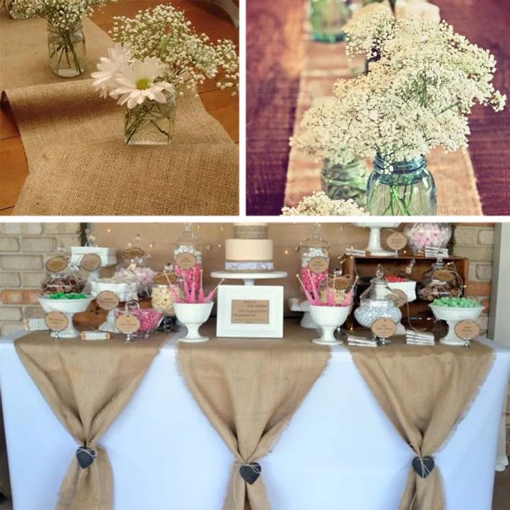 OurWarm 10 м* 33 см джутовые мешковины в рулонах Hessian Burlap настольная дорожка для свадьбы винтажное свадебное украшение стола вечерние принадлежности для мероприятий