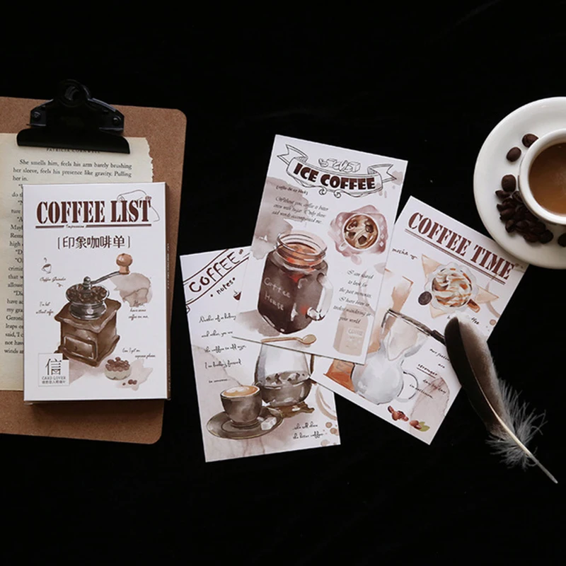 30 листов/партия открытка с молочным чаем и кофе/поздравительная