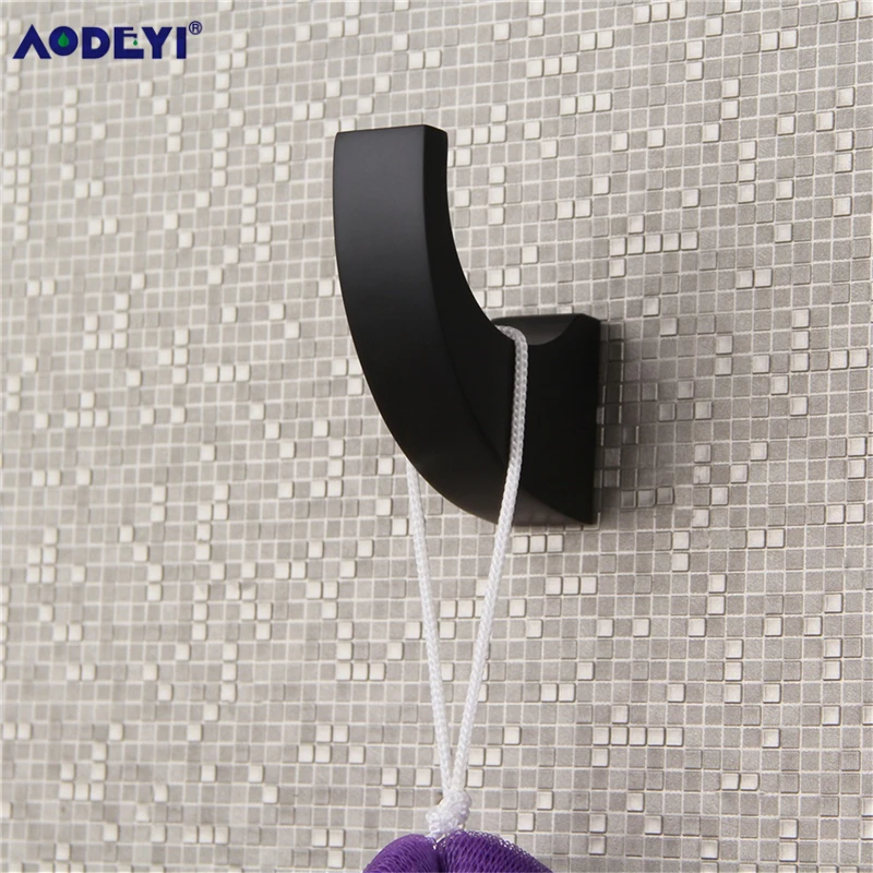 AODEYI, черные аксессуары для ванной комнаты, крючок для халата, полотенце, барное кольцо, держатель для бумаги, мыльница, держатель для туалетной щетки, набор аксессуаров для ванной