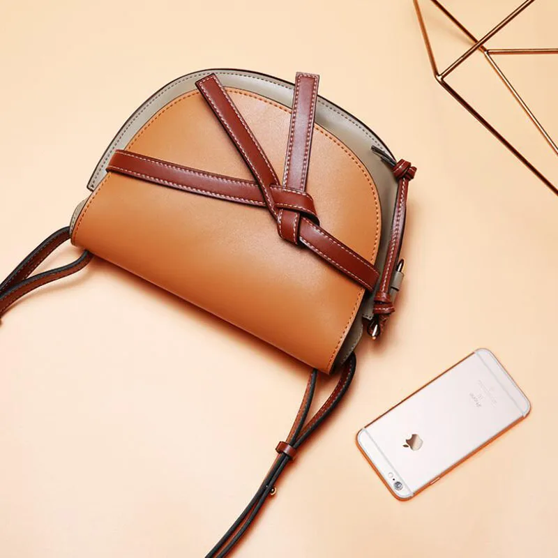 Женская сумка из воловьей кожи простая модная через плечо с карманами для