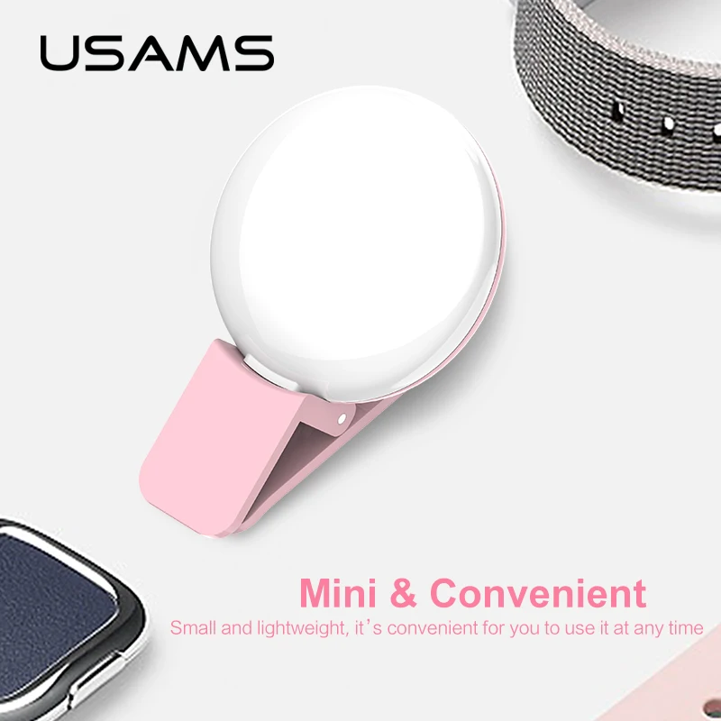 USAMS USB зарядки светодио дный светодиодный светильник селфи держатель для iPhone samsung