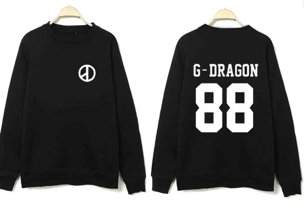 Небесно-голубой K pop Bigbang БОЛЬШОЙ Банг kpop одежда GD периферийный круглый вырез Корейская пара Свободная Толстовка exo kpop hoodiebig bang kpop новости - Цвет: Небесно-голубой