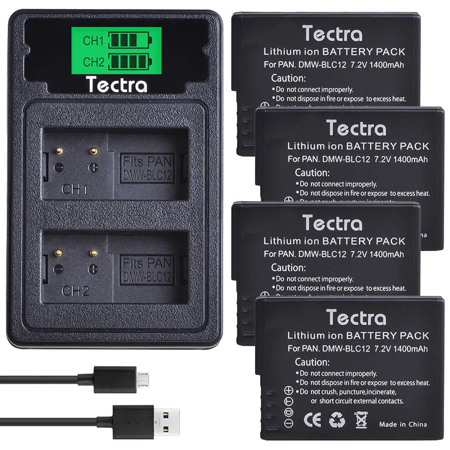 4 battery 1 charger DMW-BLC12 BLC12E BLC12PP DMW BLC12 батарея+ двойное зарядное устройство для Panasonic Lumix FZ1000, FZ200, FZ300, G5, G6, G7, GH2, DMC-GX8 Bateria - Цвет: 4 battery 1 charger