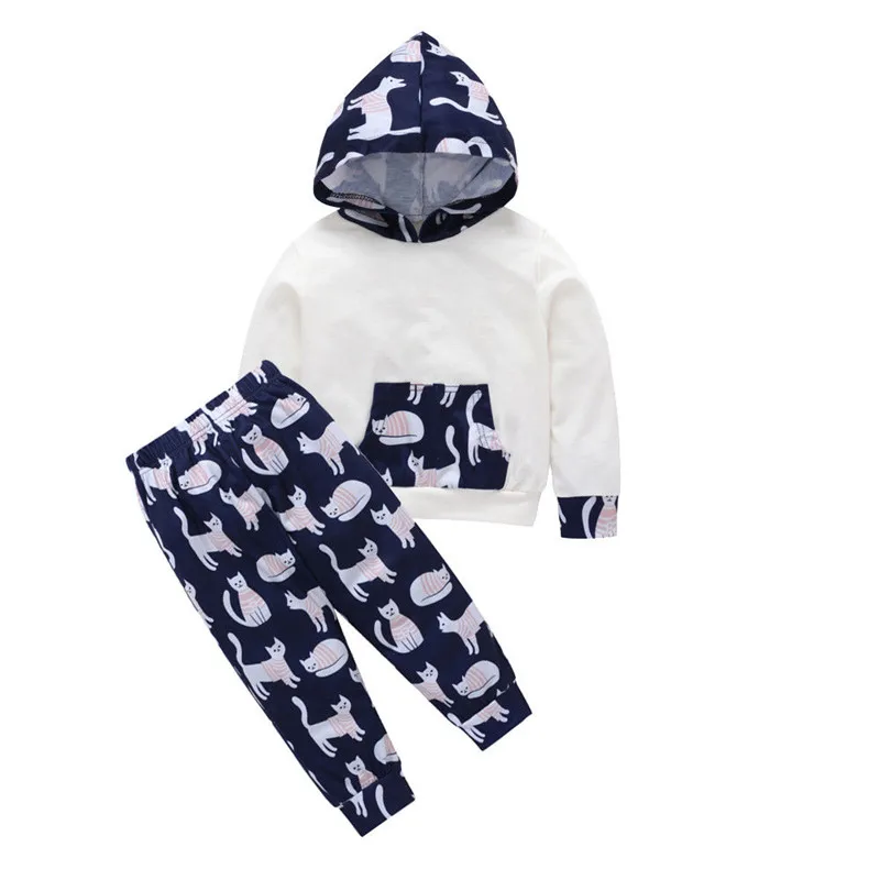 Комплект одежды из 2 предметов с капюшоном для маленьких девочек осенний свитер и