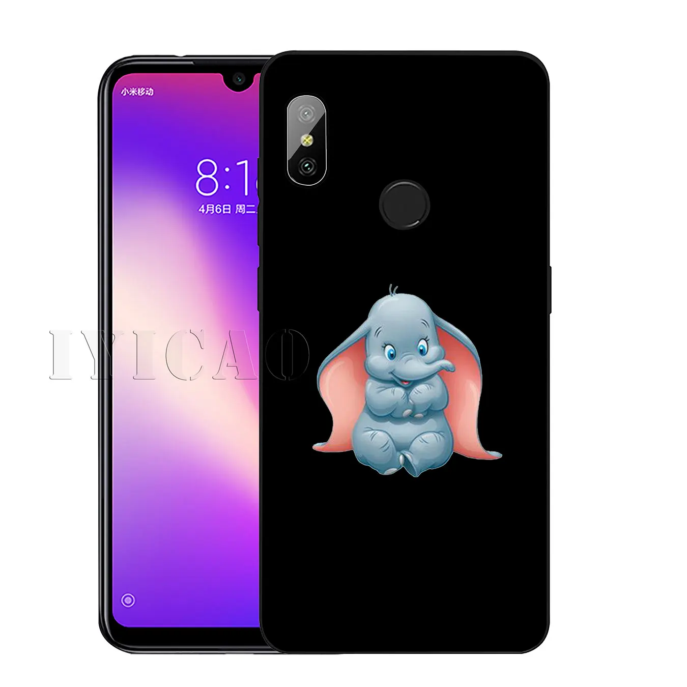 IYICAO Dumbo Cute elephant Soft Silicone Phone Case for Xiaomi Redmi K30 K20 8A 7A 6A 5A S2 GO Note 8 8T 7 5 6 Pro Cover |