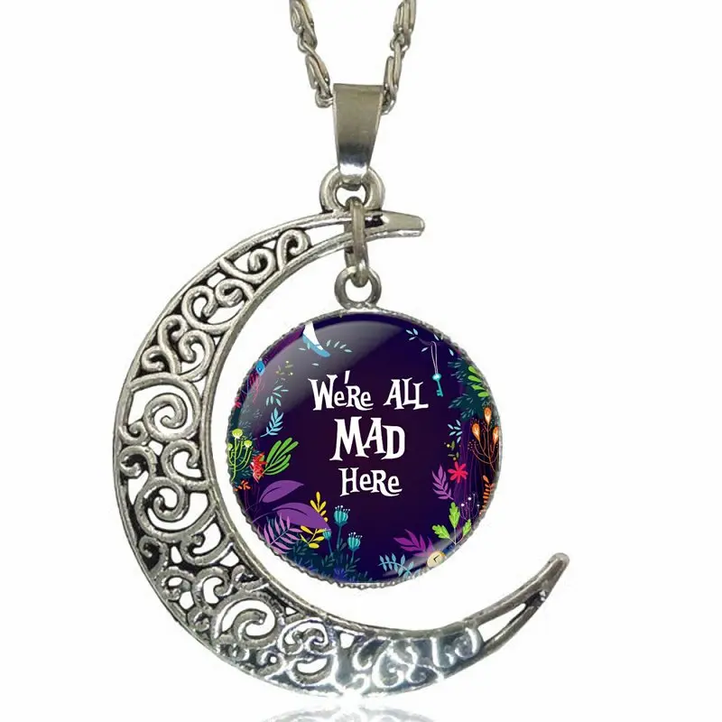 Женское ожерелье с подвеской в виде полумесяца Чеширским котом | Украшения и