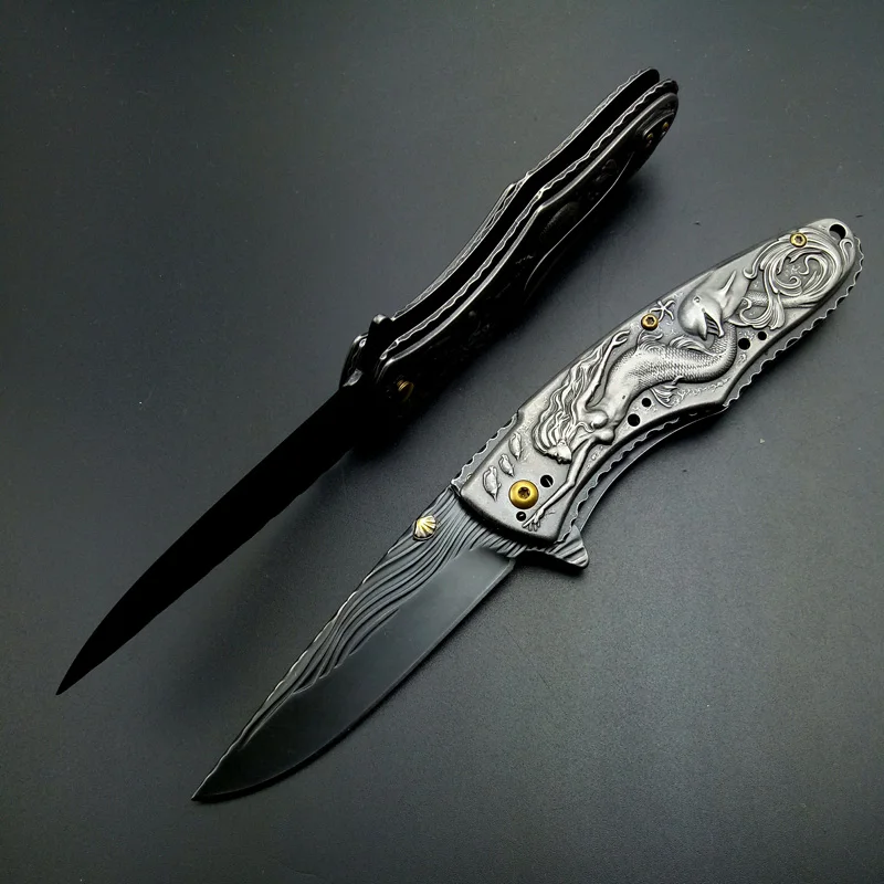 Stonewash тактический складной нож для выживания кемпинга охотничьи ножи из нержавеющей стали уличный карманный нож Русалка Brtithday подарок edc