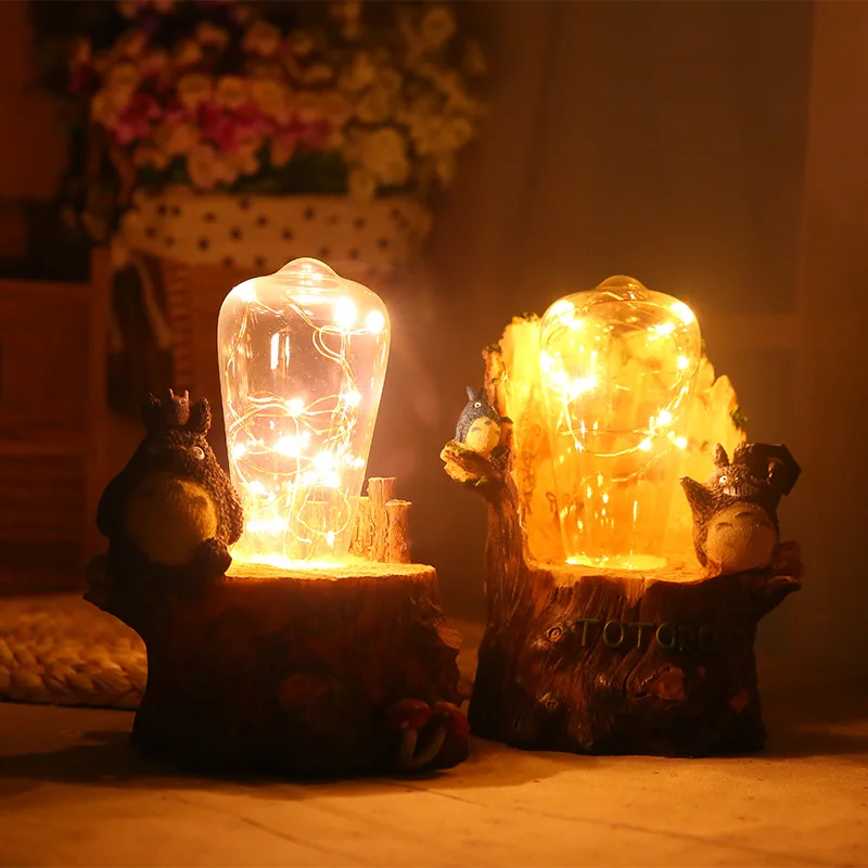 Ретро смолы Тоторо дерево пень ночник орнамент мультфильм Винтаж Модель звезда