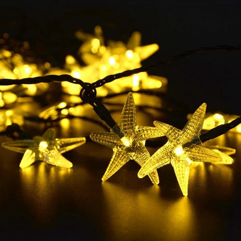 Новый 20ft 30 светодиодный Starfish солнечные Фея Рождество свет строка наиболее поп