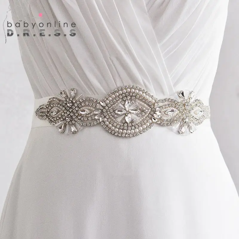 Роскошные хрустальные стразы Украшенные бусинами Свадебные ремни для свадебных