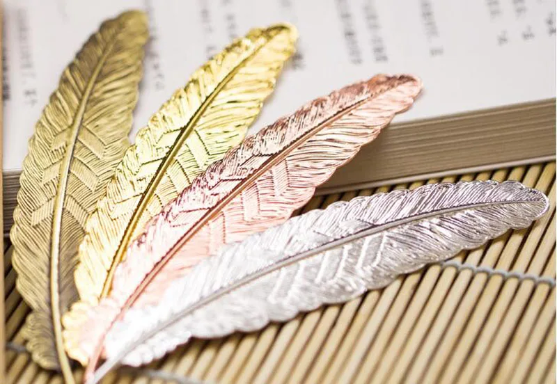 

50pcs Chinese Wind Metal Brass Creative Feathers Bookmarks Retro Classic Boxed Ancient Book Mark Birthday Christmas Gift ZA3704
