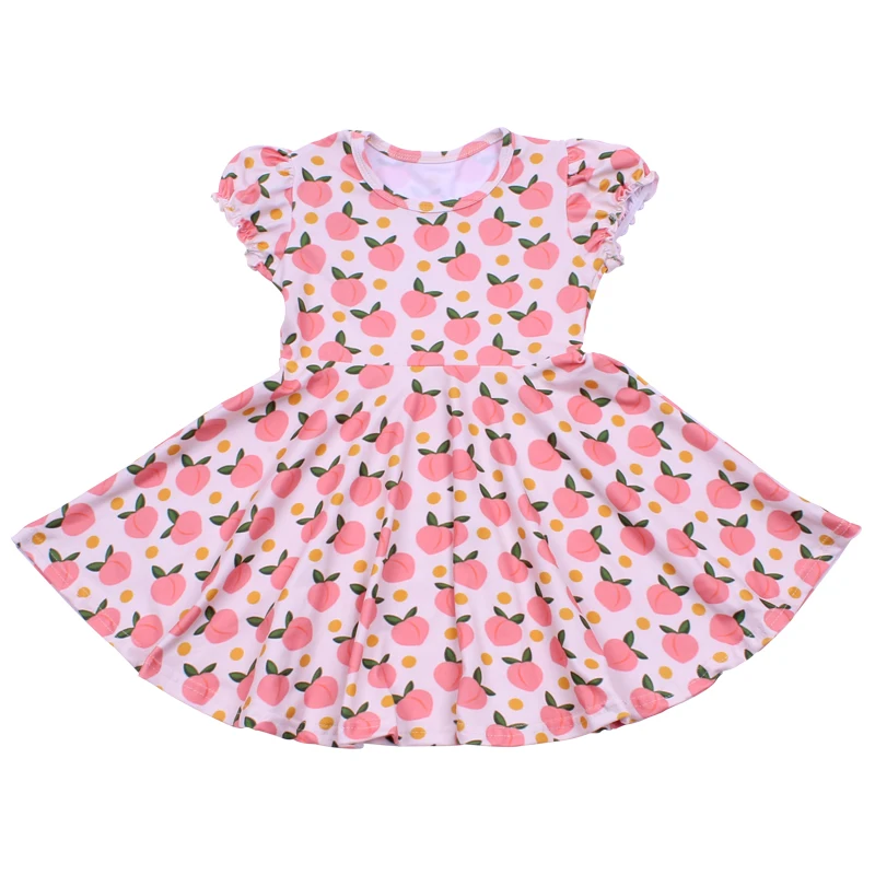 Новое поступление детское платье для девочек розовое с принтом персикового