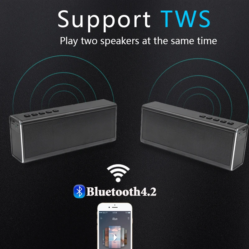 TWS Портативный беспроводной Bluetooth динамик большой мощности 20 Вт Бас Звуковая