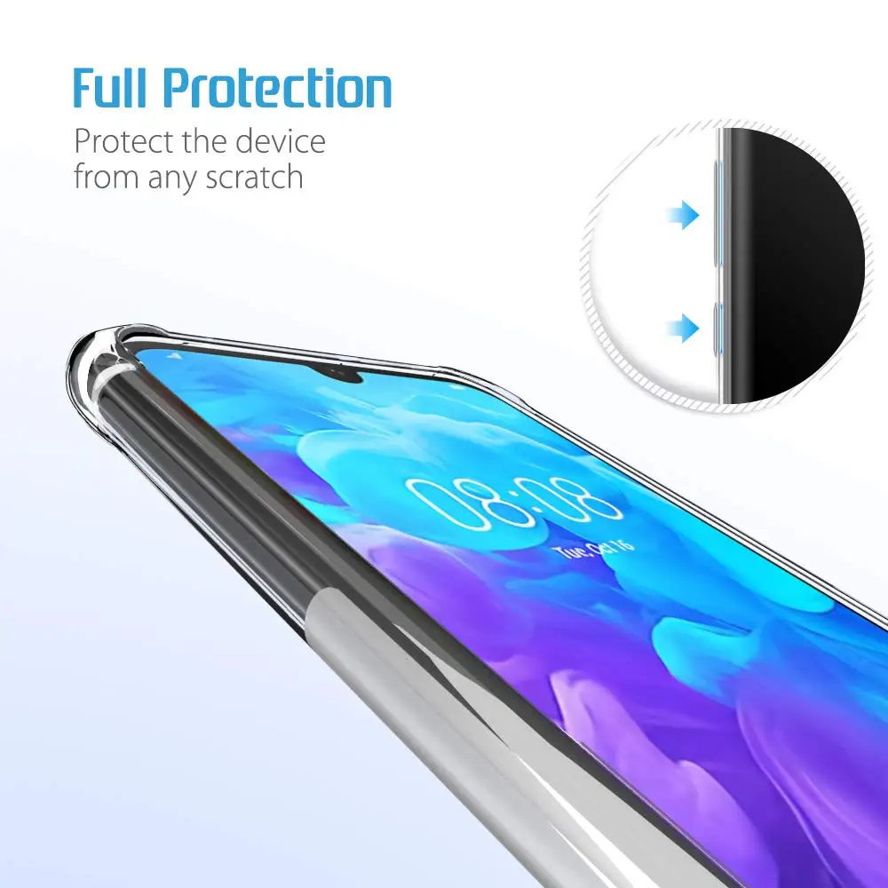 Crystal Clear Flexible Soft TPU Bumper Case with Shock Absorption Back Protective Phone For Huawei Y5 2019 Honor 8S |