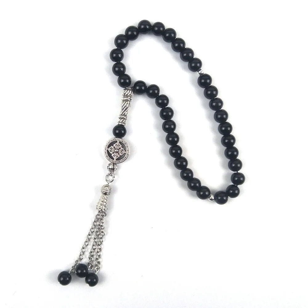 Натуральный оникс 8 мм камень мусульманская молитва бусы исламский Tasbih Бог