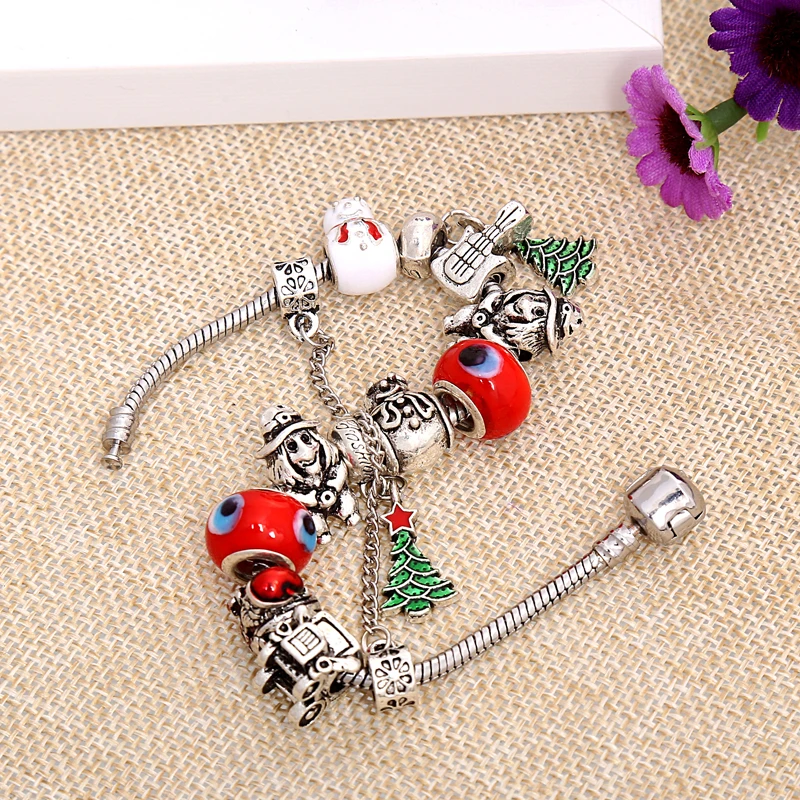 Рождественская елка муранские стеклянные бусины ювелирные браслеты и кулоны