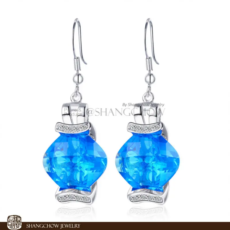 

Новинка! Потрясающие модные ювелирные изделия с голубыми кристаллами из стерлингового серебра 925 пробы E0329