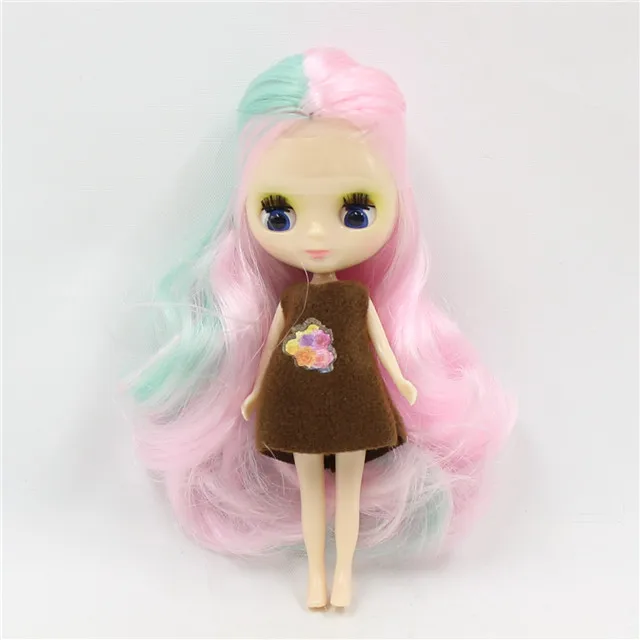 Фабрика blyth мини кукла 10 см BJD нормальная кукла тела длинные волосы, случайное платье в подарок - Цвет: O