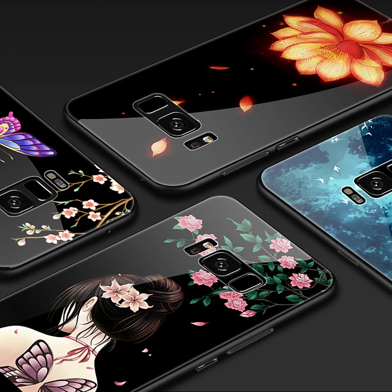 GKK Модный чехол для Samsung Galax S8 заднее стекло + Мягкий ТПУ Оригинальная текстура 360