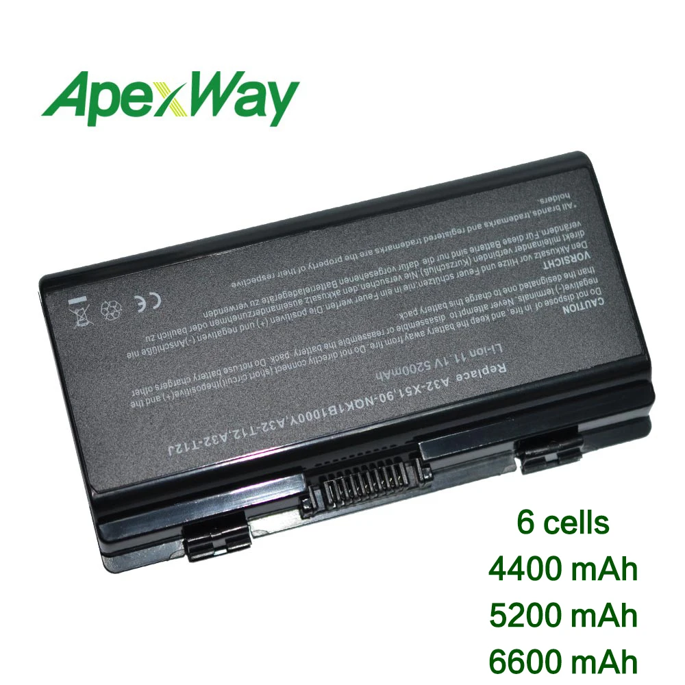 ApexWay 11 1 В 6 ячеек Аккумулятор для ноутбука Asus 90-NQK1B1000Y A31-T12 A32-T12 A32-X51 T12C 12Er T12Fg T12Jg T12Mg
