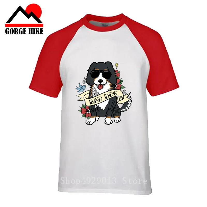 Мужская хлопковая футболка в стиле хип-хоп bernese mountain dog Bad Dog с забавным графиком