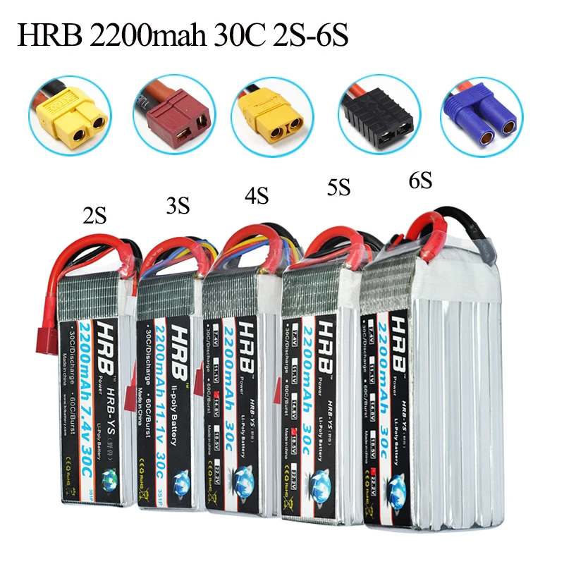 Аккумулятор HRB Lipo 2S 3 S 4S 6 2200 мА/ч 30C 7 4 В 11 1 14 8 в 18 5 22 2 Max 60C для 5S радиоуправляемого