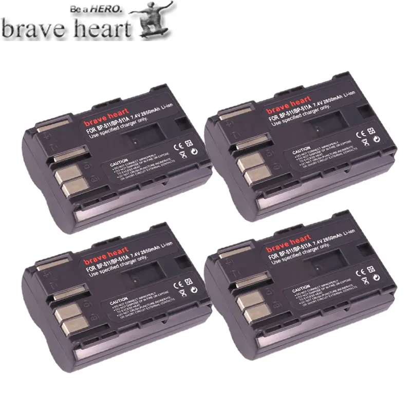 4battery 4 x BP 511 511A BP-511 BP-511A Li-Ion Батарея+ двойной Зарядное устройство для Canon Камера G6 G5 G3 G2 G1 EOS 300D 50D 40D 30D 20D 5D MV300i - Цвет: 4battery