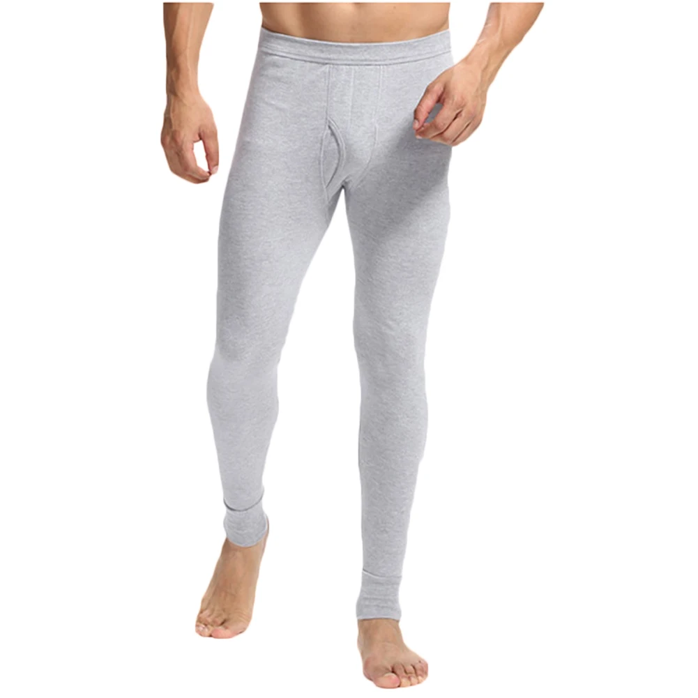 light grey Горячая Распродажа, зимние мужские кальсоны, хлопок, термобелье, мужские теплые кальсоны, нижнее белье, штаны - Цвет: light grey