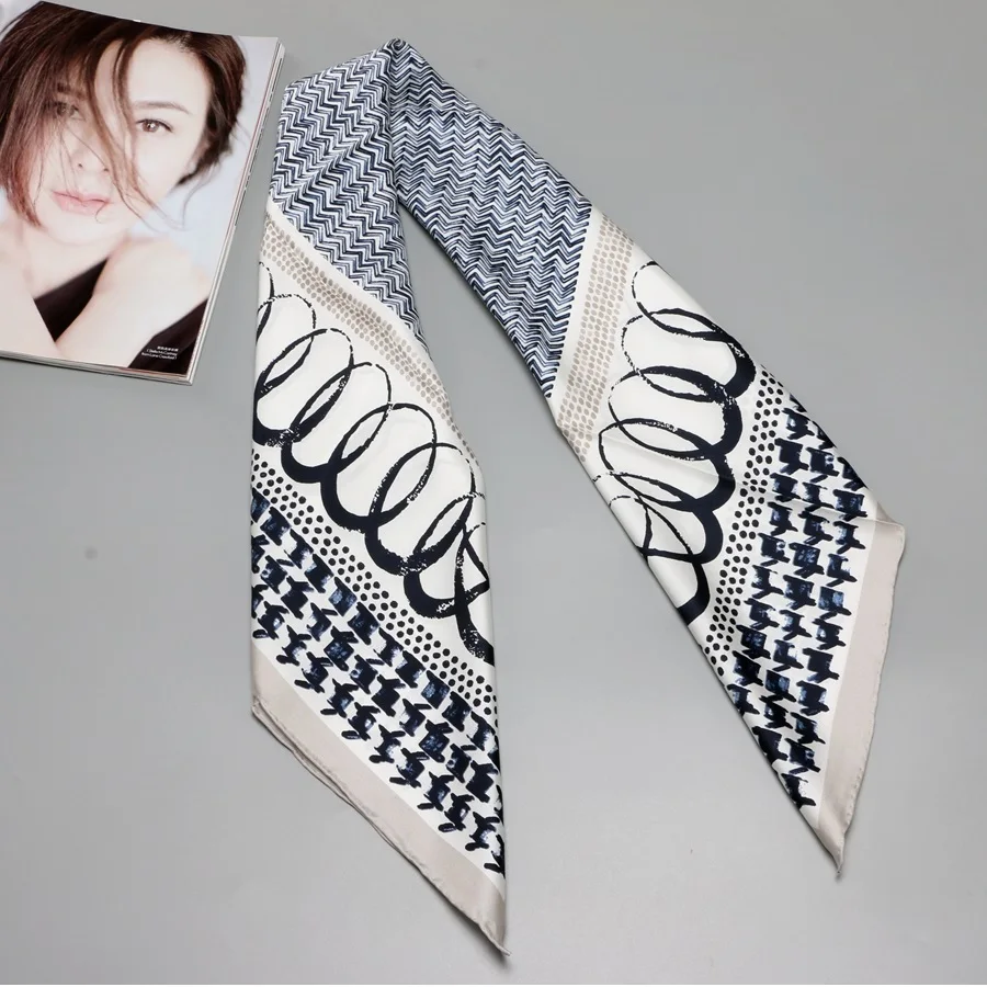 Элегантные принты 100% твил шелковый шарф хиджаб головные платки для женщин Модные