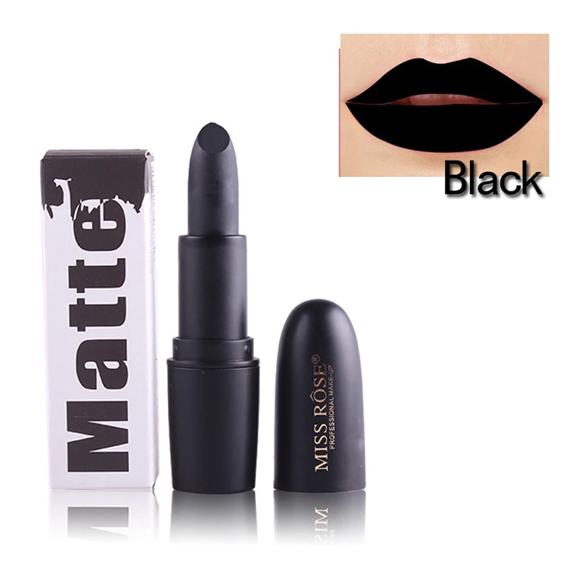 black Miss Rose водостойкая Матовая жидкая помада с эффектом увлажнения Red Batom гладкая губная помада стойкий тинт для губ макияж декоративная косметика набор для губ - Цвет: black