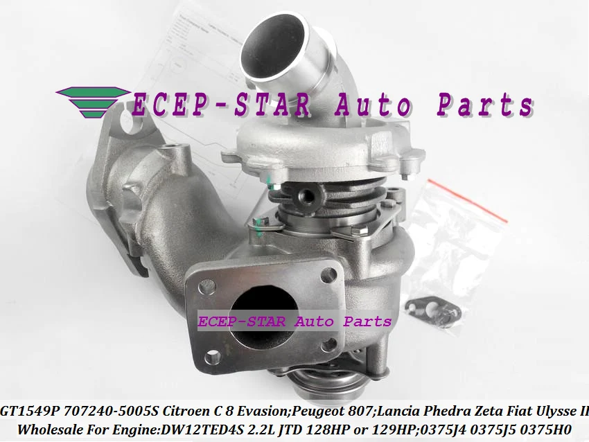 Турбина Turbo GT1549P 707240 707240-5005S 707240-5002S 0375J4 0375J5 0375H0 для Citroen C8 Fiat Ulysse II DW12TED4S 2.2L JTD |