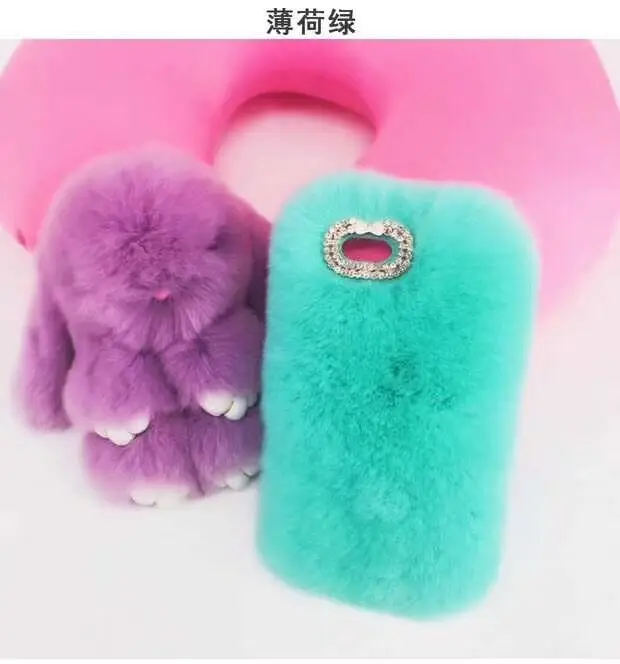 blue2 KASONPAI Настоящий мех кролика задняя крышка чехол для iPhone X S Max XR теплый плюшевый чехол для iPhone x 7 8 6 6 S Plus Чехлы Coque - Цвет: blue2