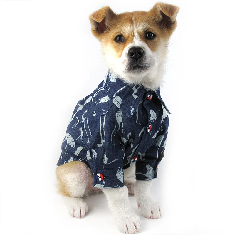 

Одежда для собак, для маленьких собак, джинсовая рубашка для французского бульдога, одежда для щенков чихуахуа, одежда для больших собак 3XL